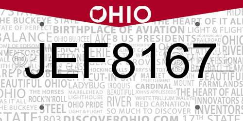 JEF8167 Ohio License Plate