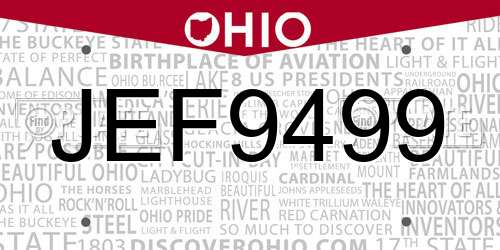 JEF9499 Ohio License Plate