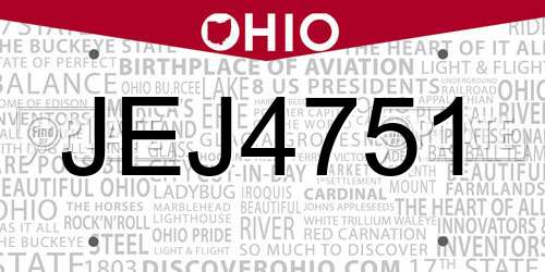JEJ4751 Ohio License Plate