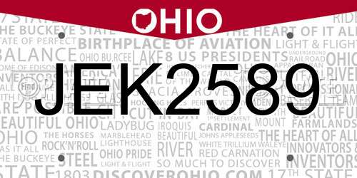 JEK2589 Ohio License Plate