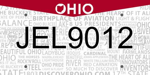 JEL9012 Ohio License Plate