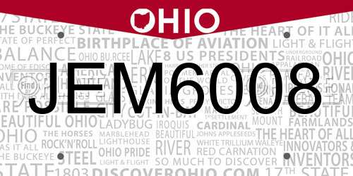 JEM6008 Ohio License Plate