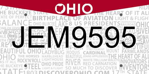 JEM9595 Ohio License Plate