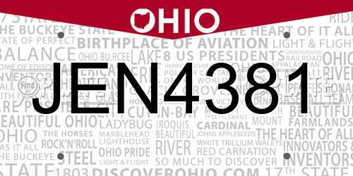 JEN4381 Ohio License Plate