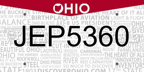 JEP5360 Ohio License Plate