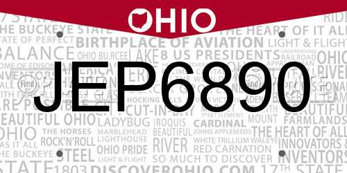 JEP6890 Ohio License Plate