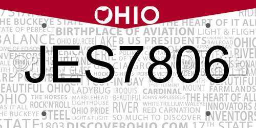 JES7806 Ohio License Plate