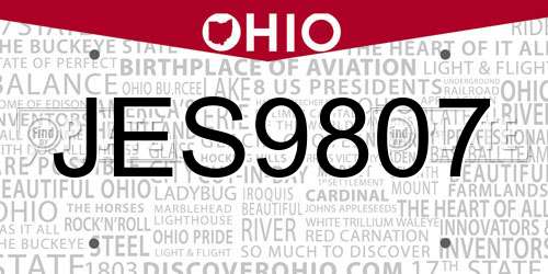JES9807 Ohio License Plate