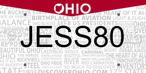 JESS80 Ohio License Plate