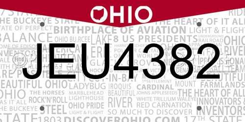JEU4382 Ohio License Plate