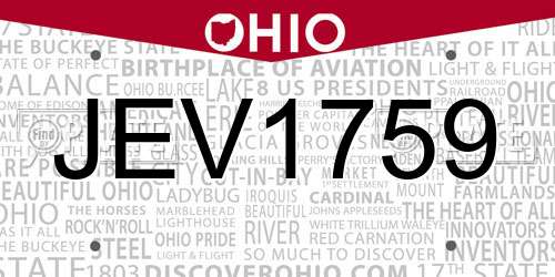 JEV1759 Ohio License Plate