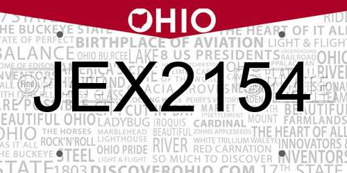 JEX2154 Ohio License Plate