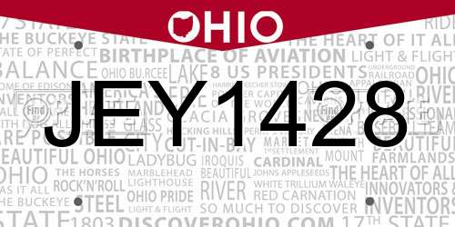 JEY1428 Ohio License Plate
