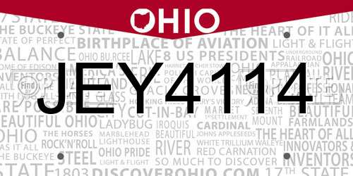 JEY4114 Ohio License Plate