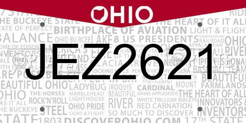 JEZ2621 Ohio License Plate
