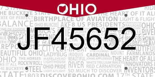 JF45652 Ohio License Plate