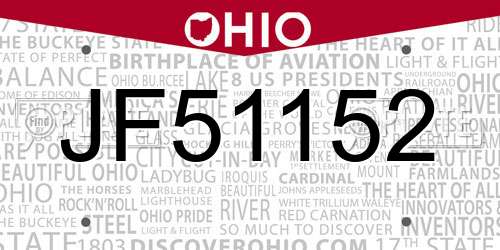 JF51152 Ohio License Plate