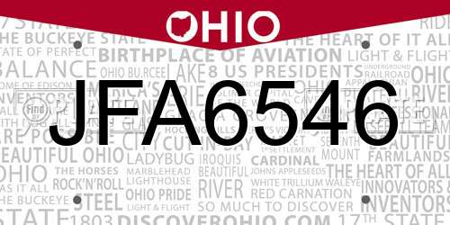 JFA6546 Ohio License Plate