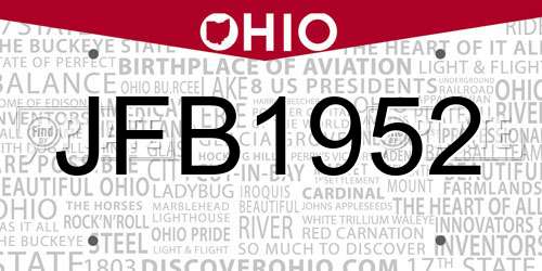 JFB1952 Ohio License Plate