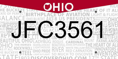 JFC3561 Ohio License Plate