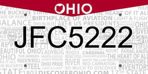 JFC5222 Ohio License Plate