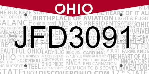 JFD3091 Ohio License Plate