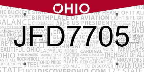 JFD7705 Ohio License Plate