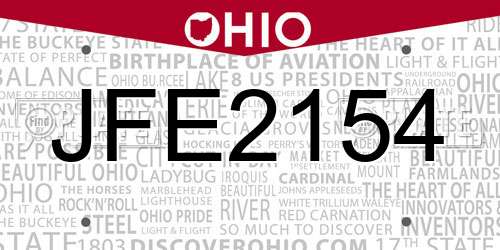 JFE2154 Ohio License Plate