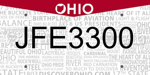 JFE3300 Ohio License Plate