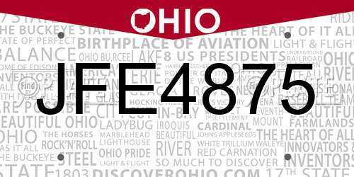 JFE4875 Ohio License Plate
