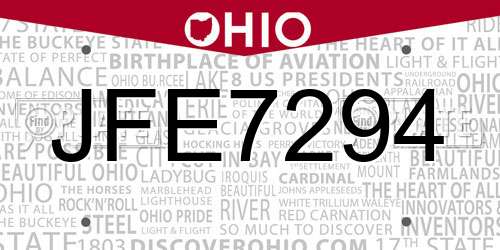 JFE7294 Ohio License Plate