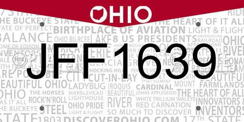 JFF1639 Ohio License Plate