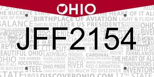 JFF2154 Ohio License Plate
