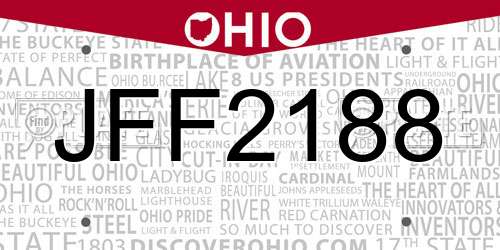 JFF2188 Ohio License Plate