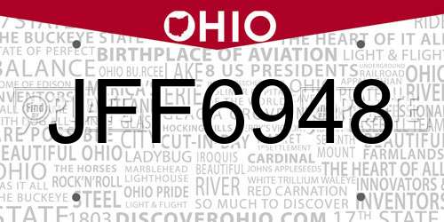 JFF6948 Ohio License Plate