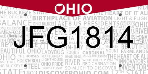 JFG1814 Ohio License Plate