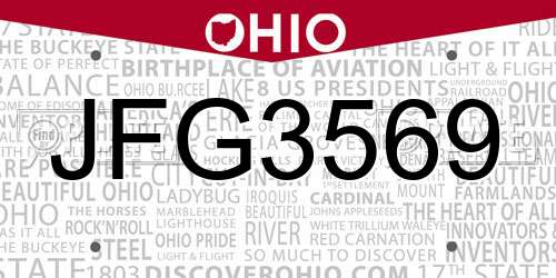 JFG3569 Ohio License Plate