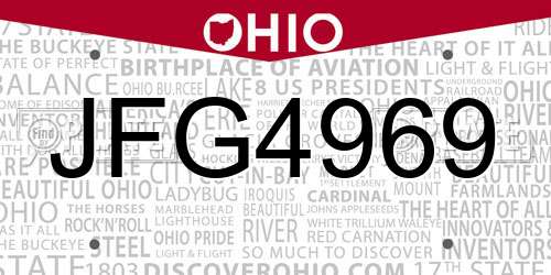 JFG4969 Ohio License Plate