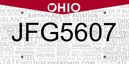JFG5607 Ohio License Plate