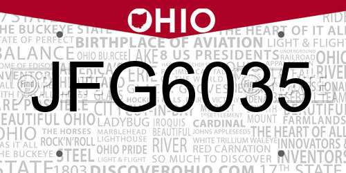 JFG6035 Ohio License Plate