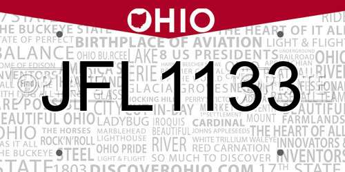 JFL1133 Ohio License Plate