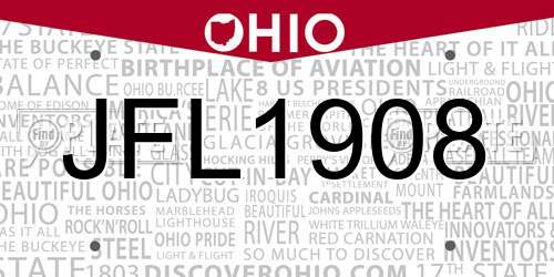 JFL1908 Ohio License Plate