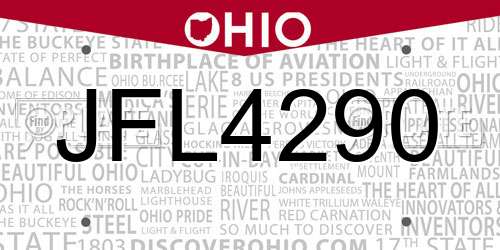 JFL4290 Ohio License Plate