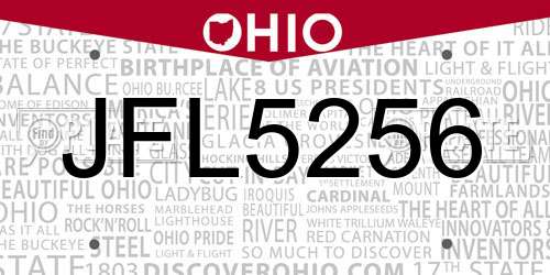 JFL5256 Ohio License Plate