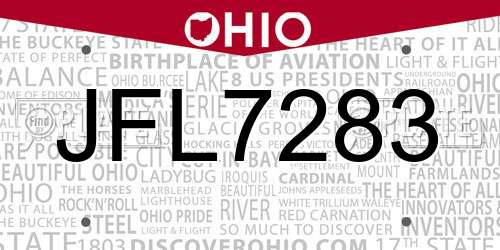 JFL7283 Ohio License Plate
