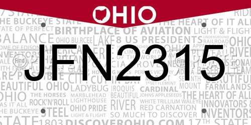 JFN2315 Ohio License Plate