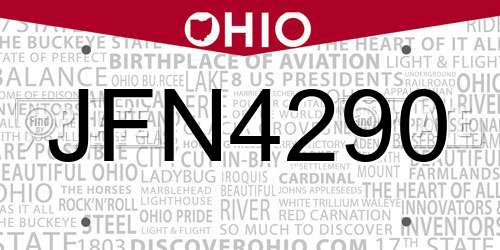 JFN4290 Ohio License Plate