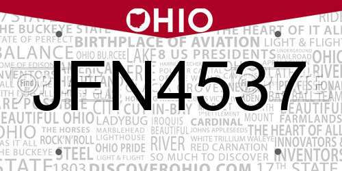 JFN4537 Ohio License Plate