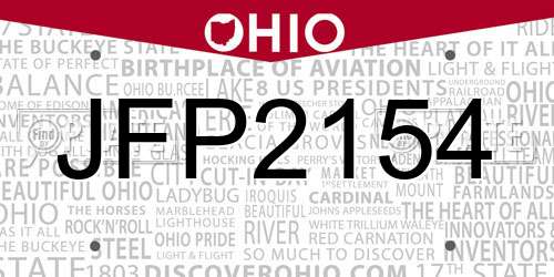 JFP2154 Ohio License Plate