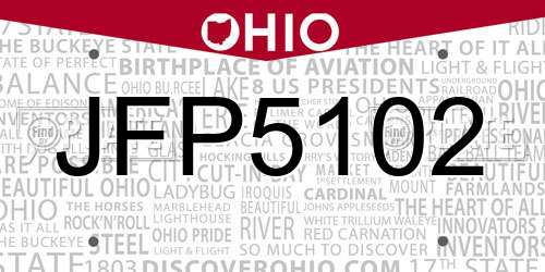 JFP5102 Ohio License Plate